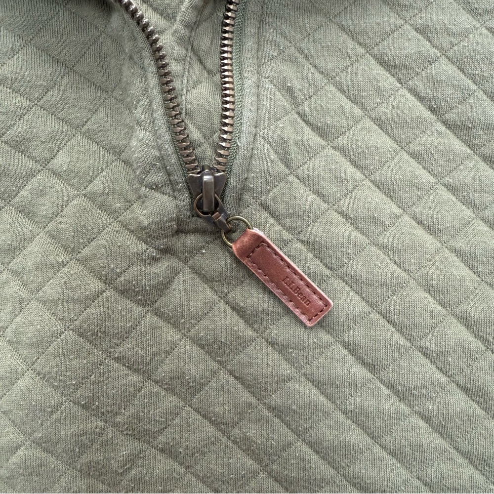 Olive Green L.L.Bean Quilted Pullover - Picture 4 of 5